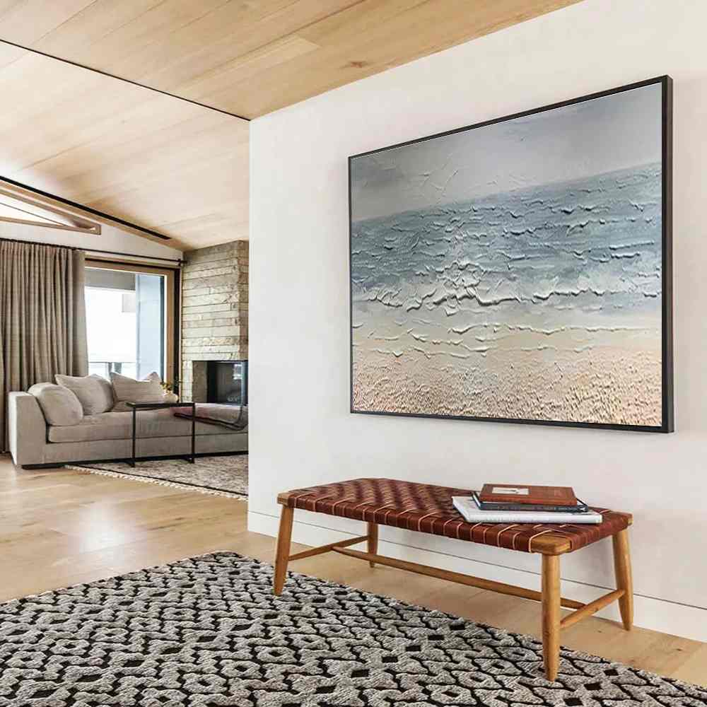 Sea Original Painting Shore Minimal Canvas Artwork Y60C2